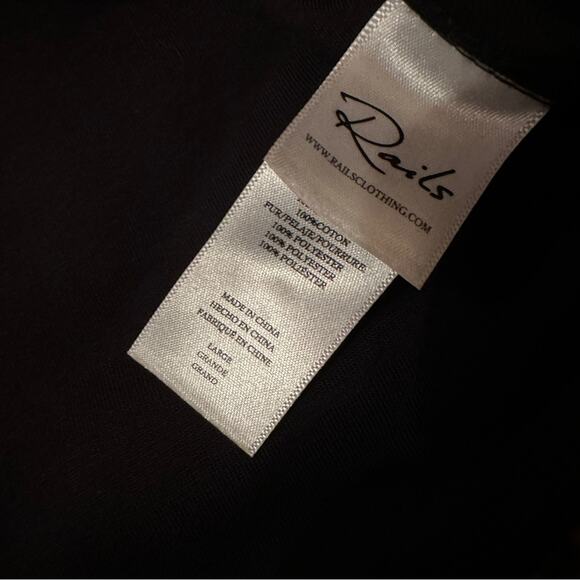 Rails Sherpa Faux Fur Leopard Print Teddy Jacket T-Snap Pullover Sz L - Picture 7 of 9